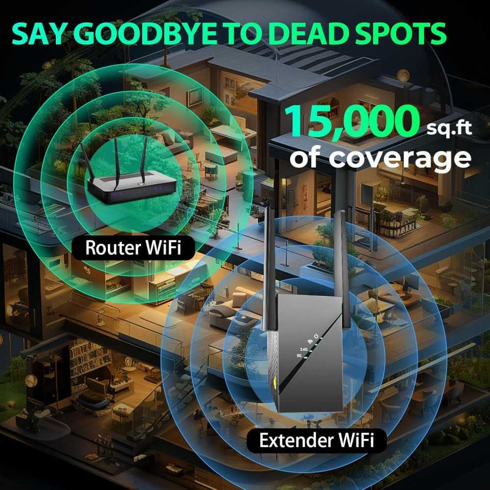 (2025) WiFi Extender Signal Booster for Lightning-Fast Internet Speeds and Connectivity Across 15k sq.ft | TekChoice Electronics