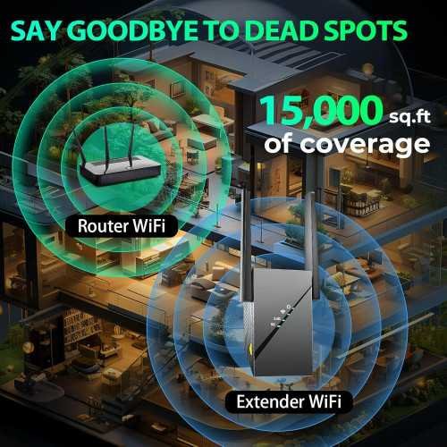 (2025) WiFi Extender Signal Booster for Lightning-Fast Internet Speeds and Connectivity Across 15k sq.ft | TekChoice Electronics