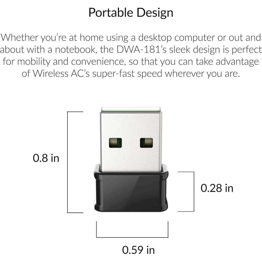 DWA-181-US Dual Band AC1300 USB WiFi Adapter | TekChoice Electronics