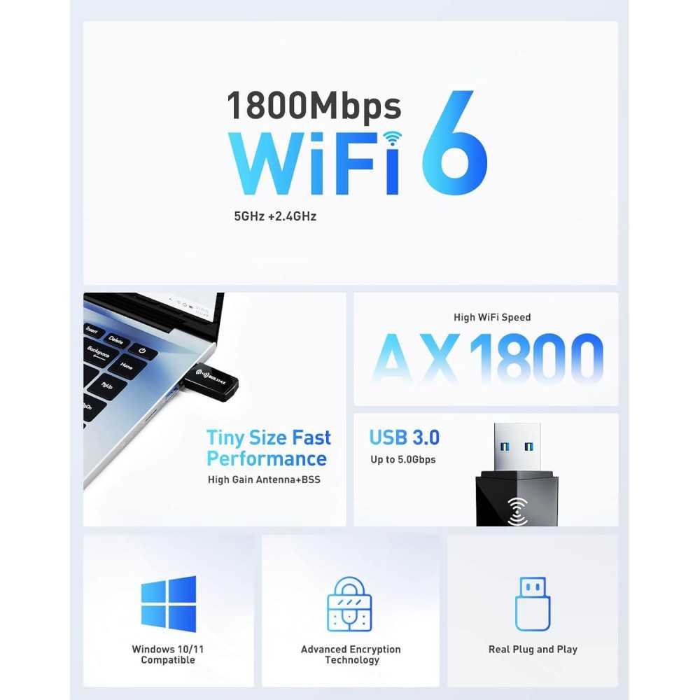 WiFi 6 AX1800Mbps with USB 3.0 Adapter | TekChoice Electronics