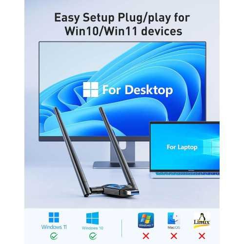 1800Mbps Wi-Fi 6 USB Adapter for Lightning-Fast Internet Speeds | TekChoice Electronics