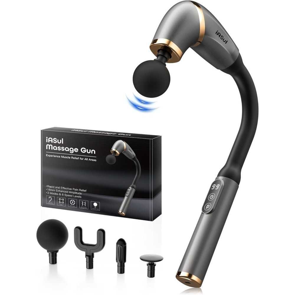 Massage Gun with Extended Handle and LCD Screen for Deep Tissue Therapy | TekChoice Electronics