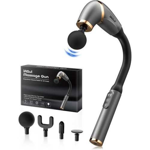 Massage Gun with Extended Handle and LCD Screen for Deep Tissue Therapy | TekChoice Electronics