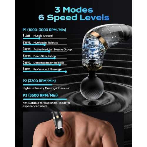 Massage Gun with Extended Handle and LCD Screen for Deep Tissue Therapy | TekChoice Electronics