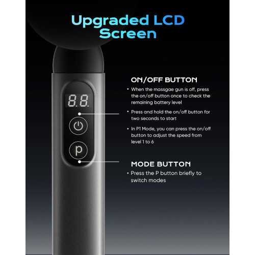 Massage Gun with Extended Handle and LCD Screen for Deep Tissue Therapy | TekChoice Electronics
