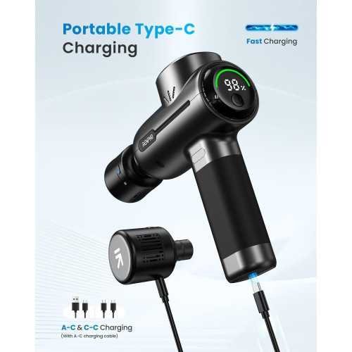 Portable Percussion Massage Gun with Heat and Cold, Bluetooth Connectivity, and Stylish Carry Case | TekChoice Electronics