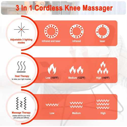 Cordless Knee Massager with Heat, Light Therapy, and Relaxing Massage | TekChoice Electronics