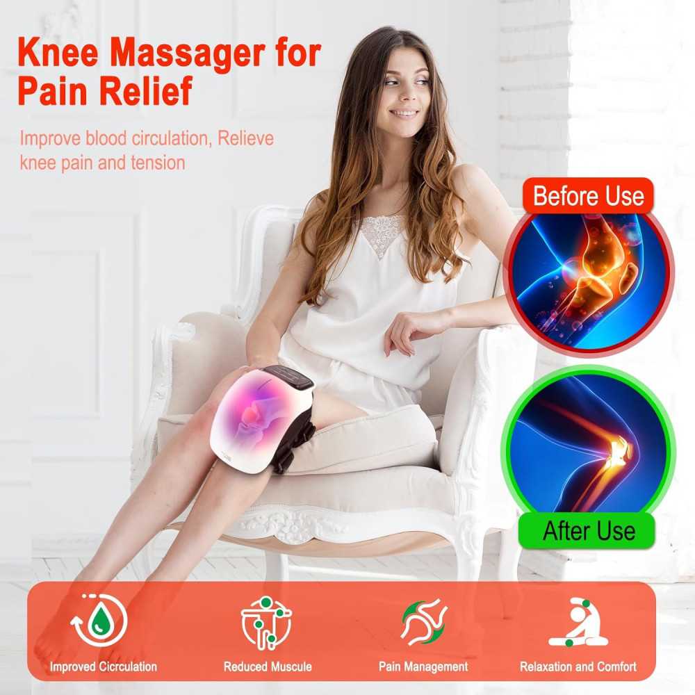 Cordless Knee Massager with Heat, Light Therapy, and Relaxing Massage | TekChoice Electronics