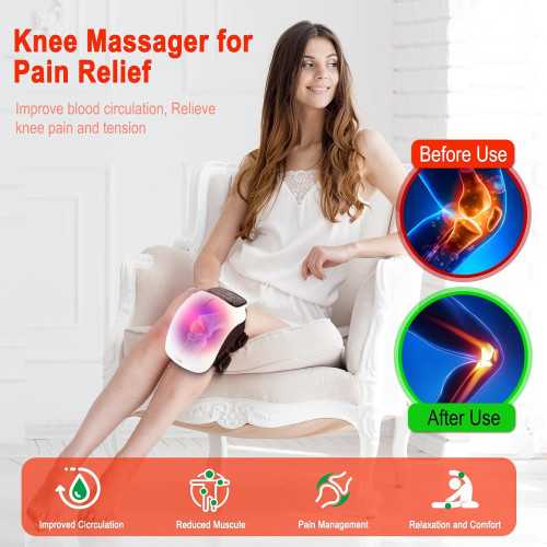 Cordless Knee Massager with Heat, Light Therapy, and Relaxing Massage | TekChoice Electronics
