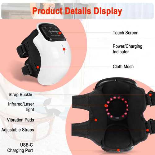 Cordless Knee Massager with Heat, Light Therapy, and Relaxing Massage | TekChoice Electronics