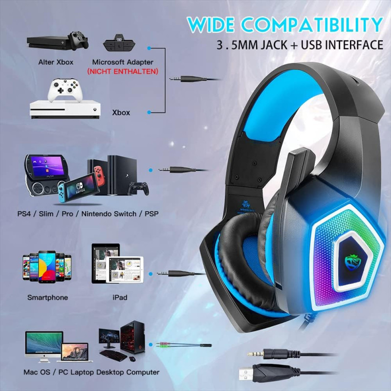 ARKARTECH 3.5mm Microphone Noise Canceling Gaming Headset - Compatible w/ PC, PS5/PS4, Xbox Series X|S, Switch and Mobile