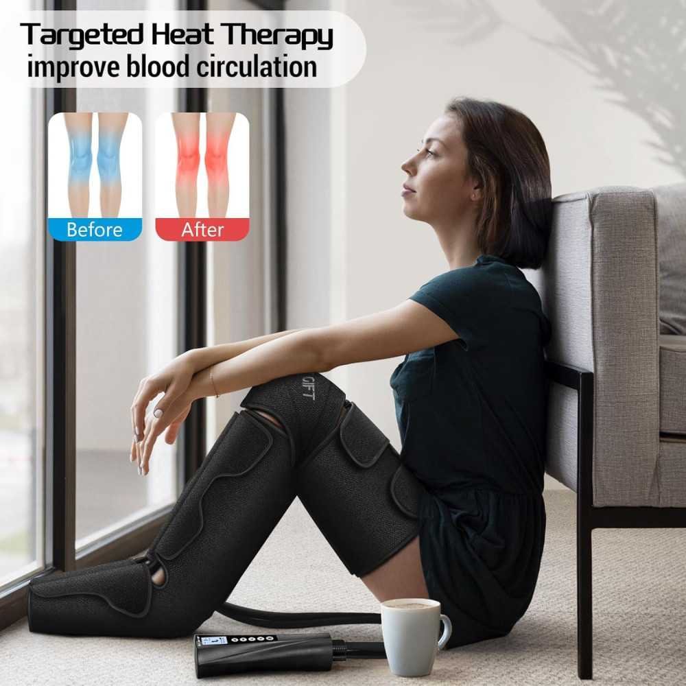 Air Compression Massager with Heat for Varicose Veins, Muscle Fatigue, and Swelling | TekChoice Electronics