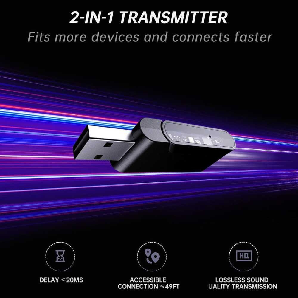 2.4GHz Wireless Gaming Headset with Bio-Dynamic Stereo Sound & 7.1 Surround Sound for PS5, PS4, PC, Switch, Phone, Pad, Laptop | TekChoice Electronics