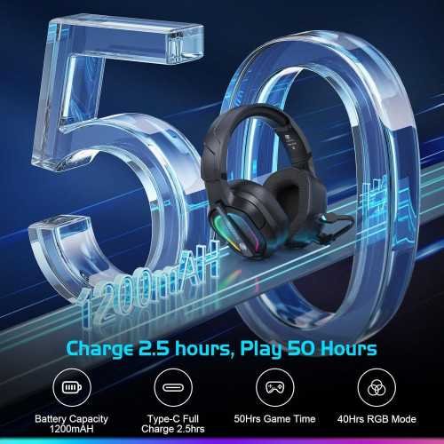 FC200 Wireless Gaming Headset with 3D Stereo Sound and 50-Hour Battery Life for PS4, PC, Mac, Nintendo Switch, and Mobile Device | TekChoice Electronics