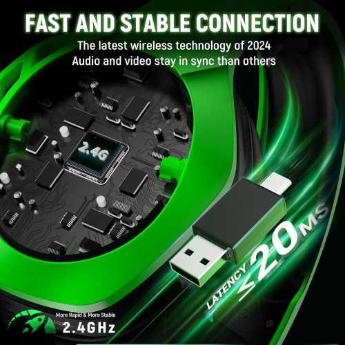 40H+ Wireless Headset with 7.1 Surround Sound, Noise-Canceling Mic - Perfect for PS5, PS4, PC, Switch, and Phone | TekChoice Electronics