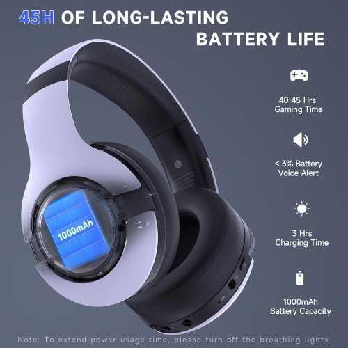 Wireless Gaming Headset for PS5, PS4, PC, Mac, Switch – Featuring Bluetooth 5.3, Noise Cancelling Microphone and 45H Battery | TekChoice Electronics