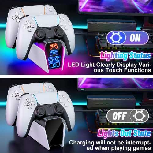 PS5 Controller Charger Dock with Storage and Timer Function | TekChoice Electronics