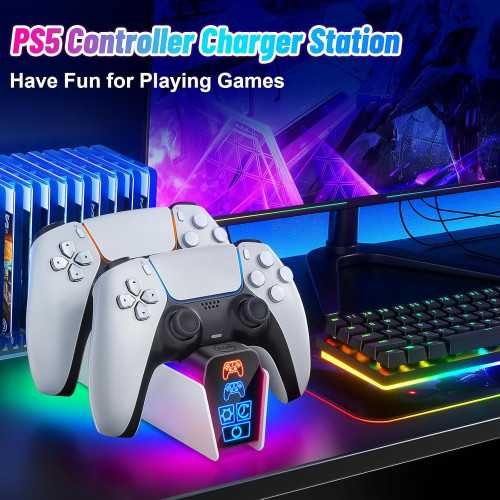 PS5 Controller Charger Dock with Storage and Timer Function | TekChoice Electronics
