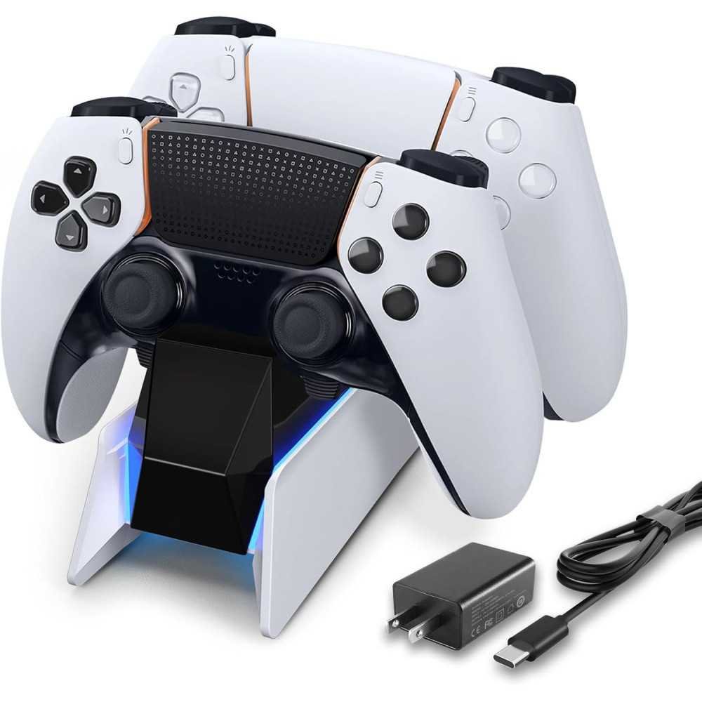 Fast Dual Charging Dock for PS5 Controllers with Automatic Blue LED Feature | TekChoice Electronics