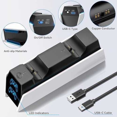 PS5 Charging Dock with LED Indicators and Dual Controller Compatibility | TekChoice Electronics