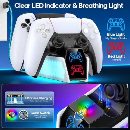 Charging Dock for PS5 DualSense & Edge Controllers with LED Indicator | TekChoice Electronics