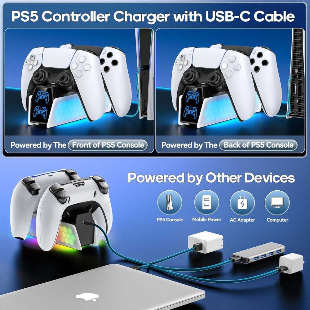 Charging Dock for PS5 DualSense & Edge Controllers with LED Indicator | TekChoice Electronics