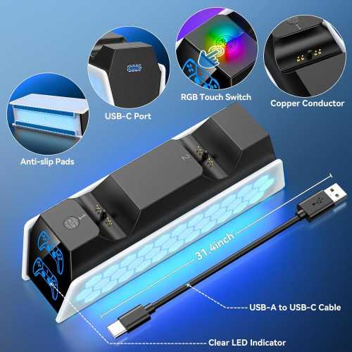 Charging Dock for PS5 DualSense & Edge Controllers with LED Indicator | TekChoice Electronics