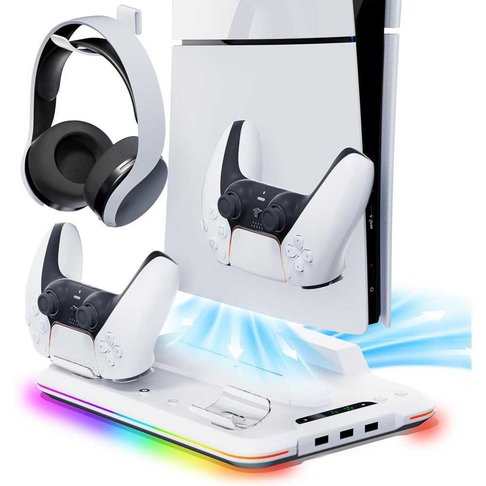PS5 Slim Cooling Station Stand with Dual Controller Charging, Cooling Fan, RGB Lights, and More | TekChoice Electronics PS5 Slim Cooling Station Stand with Dual Controller Charging, Cooling Fan, RGB Lights, and More | TekChoice Electronics