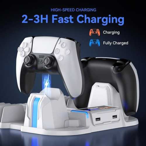 PS5 Slim Console Cooling Stand with Charging Station and Game Storage | TekChoice Electronics