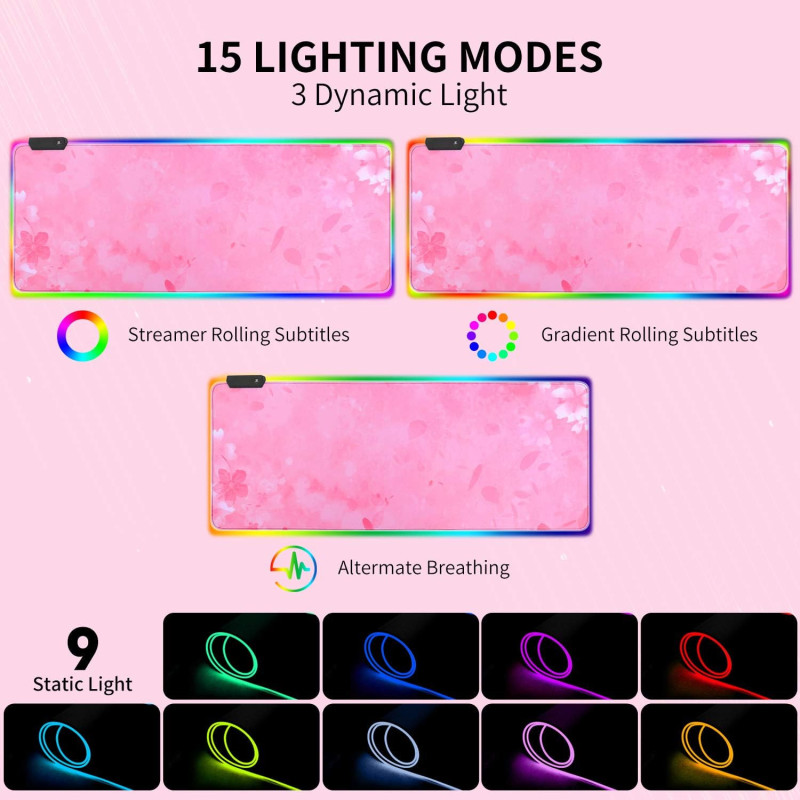 Large High-Performance Non-Slip RGB w/ 12 Lighting Modes - Gaming Mouse Pad