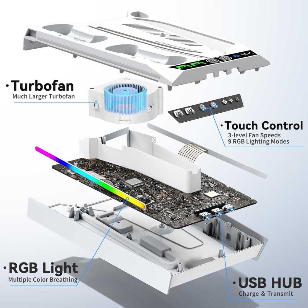 PS5 Cooling Station with Fast Charging, Enhanced Cooling, and Convenient Storage Features Included | TekChoice Electronics