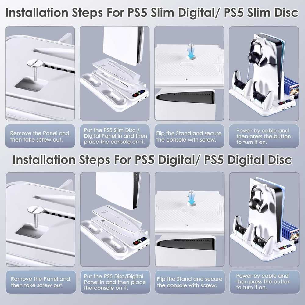 PS5 Cooling Station with Controller Charger and RGB Lights | TekChoice Electronics