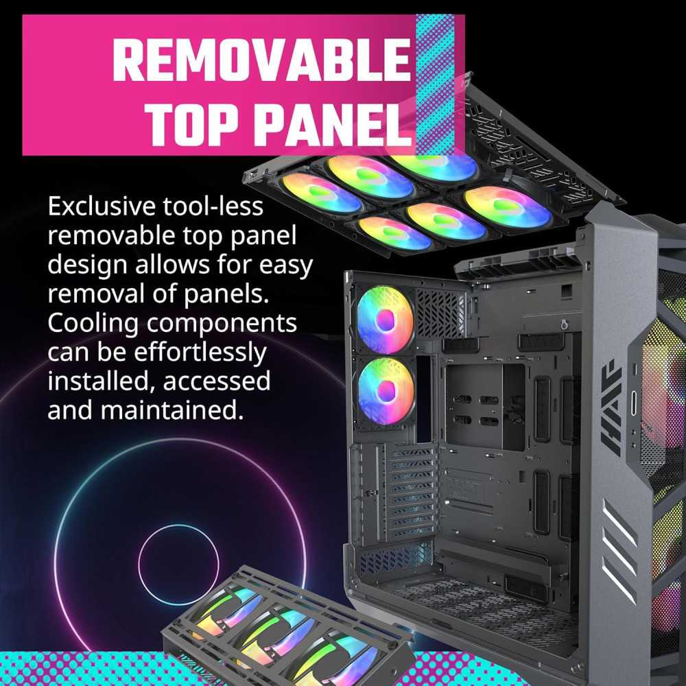 HAF 700 E-ATX PC Case with Dual 200mm Sickleflow Fans and Connectivity ...