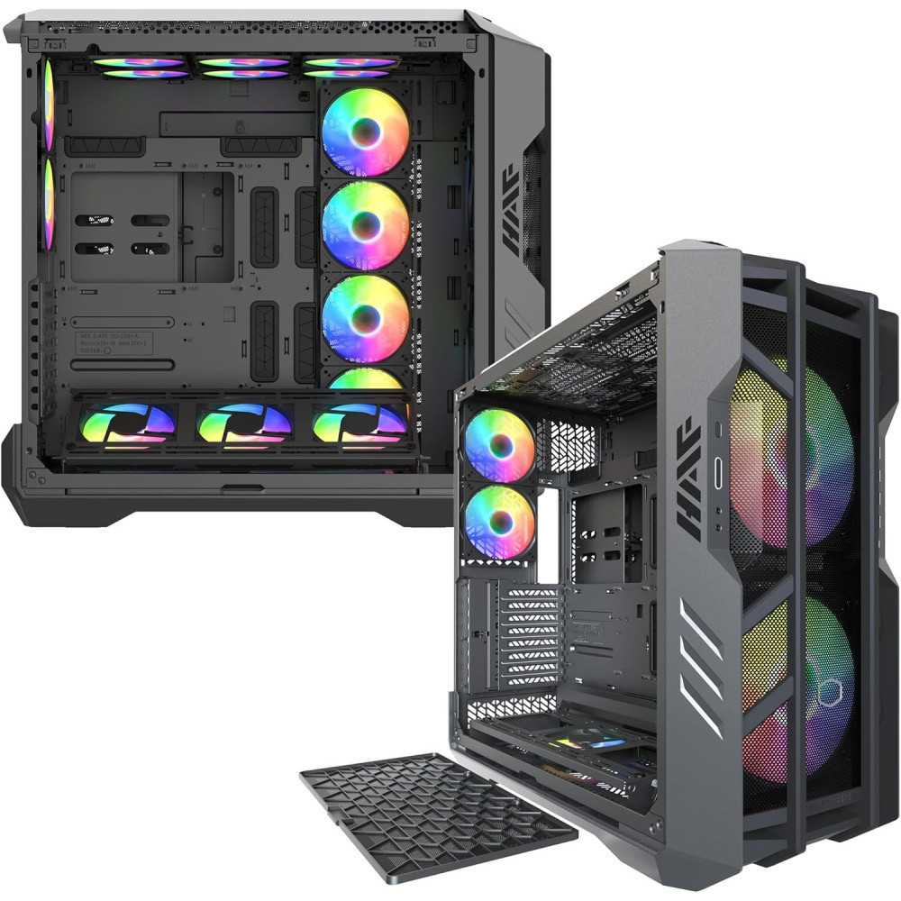 HAF 700 E-ATX PC Case with Dual 200mm Sickleflow Fans and Connectivity ...