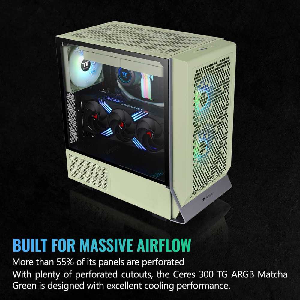 Ceres 300 Matcha Green Mid Tower E-ATX PC Case | TekChoice Electronics