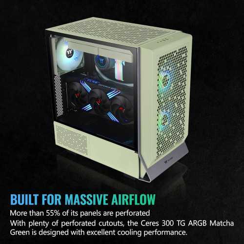 Ceres 300 Matcha Green Mid Tower E-ATX PC Case | TekChoice Electronics