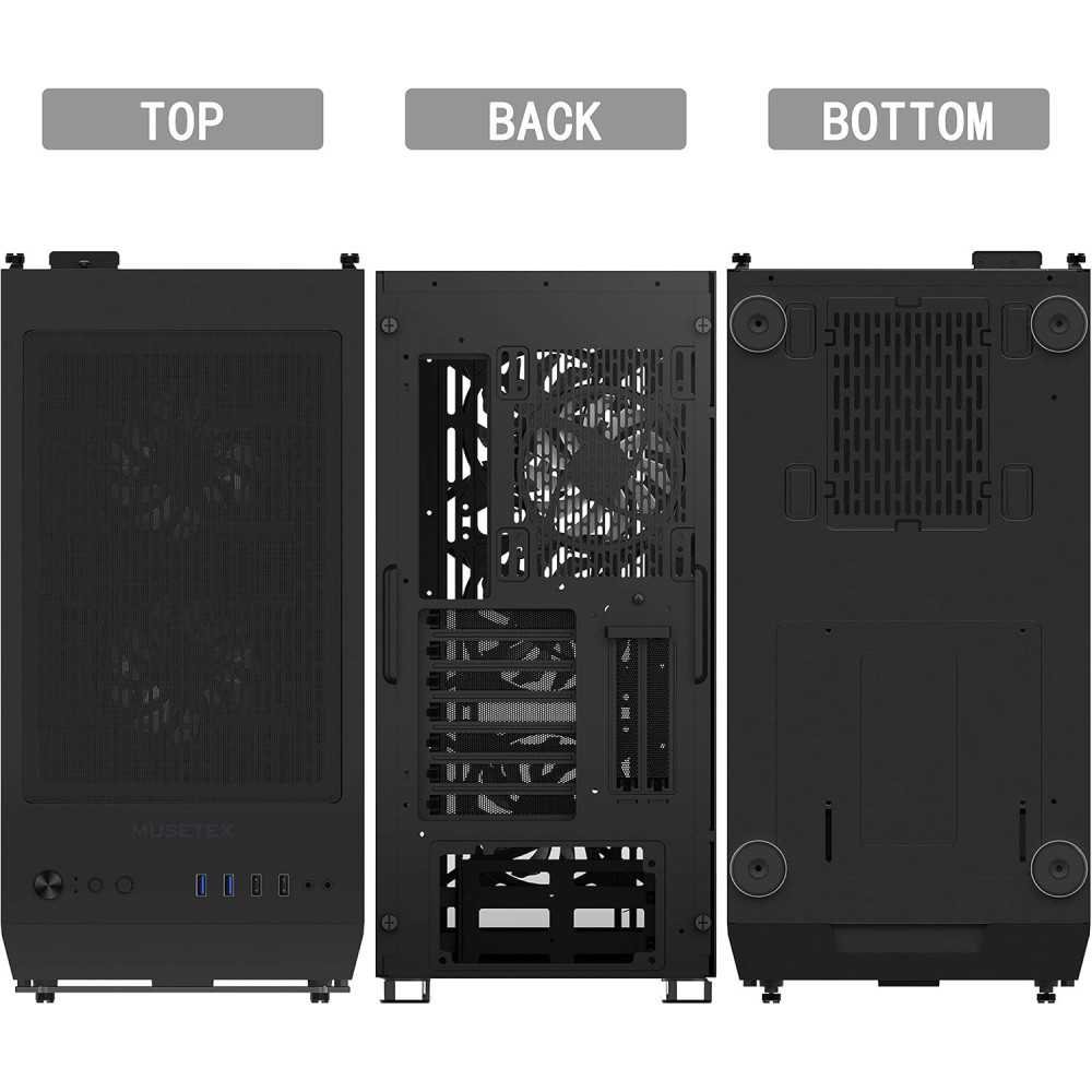 BX6-MS6 ATX Mid Tower Gaming PC Case with ARGB Fans, Voice Control, and Dual Glass Panels | TekChoice Electronics
