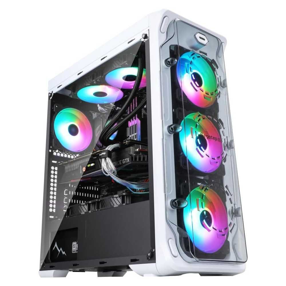 330 TG ARGB Snow Mid Tower E-ATX PC Case with Rotational PCIe Slots and Preinstalled CT140 ARGB Fans | TekChoice Electronics