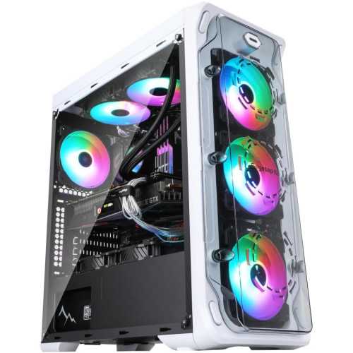 LUX II ATX Gaming PC Case with 3D Ring Design Panel - Compatible with 120mm/240mm AIO Liquid Cooler & Vertical GPU | TekChoice Electronics