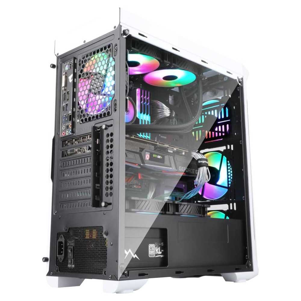 LUX II ATX Gaming PC Case with 3D Ring Design Panel - Compatible with 120mm/240mm AIO Liquid Cooler & Vertical GPU | TekChoice Electronics