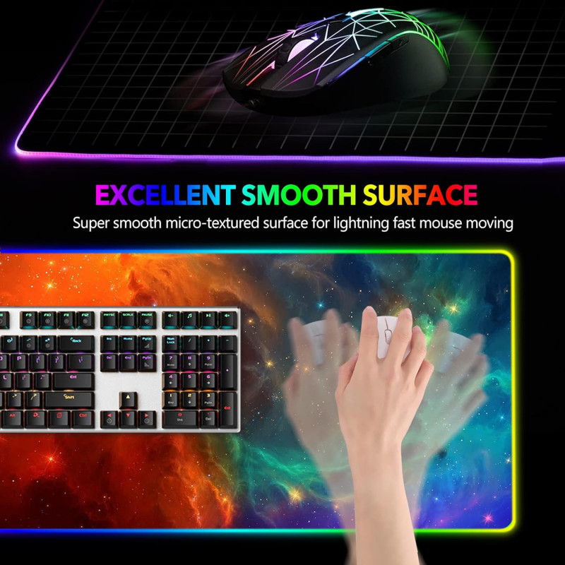 RGB 14 Lighting Modes Non-Slip Rubber Base - Gaming Mouse Pad