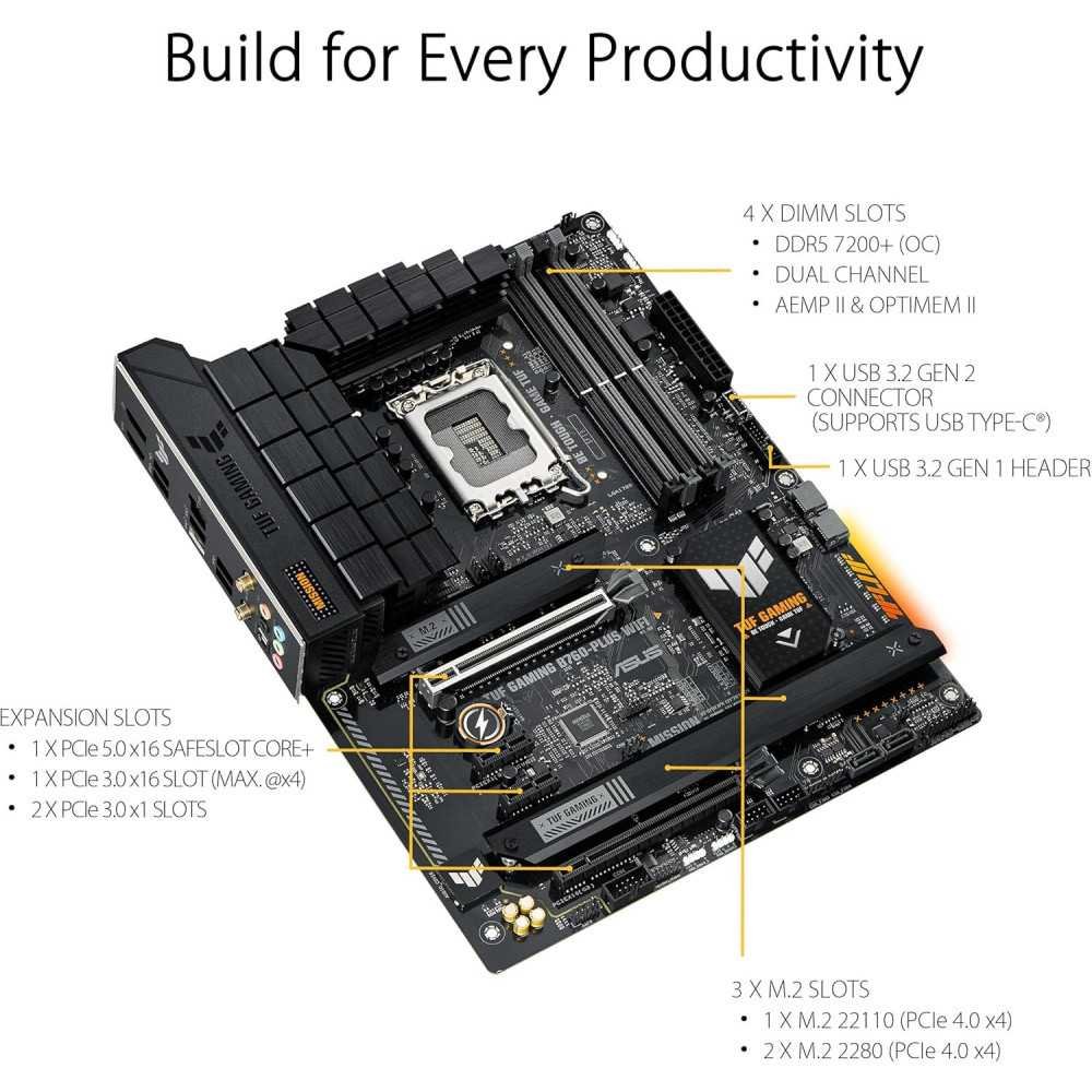 (LGA 1700) ASUS TUF GAMING Motherboard B760-PLUS WIFI: Next-Gen Features for Superior Performance | TekChoice Electronics