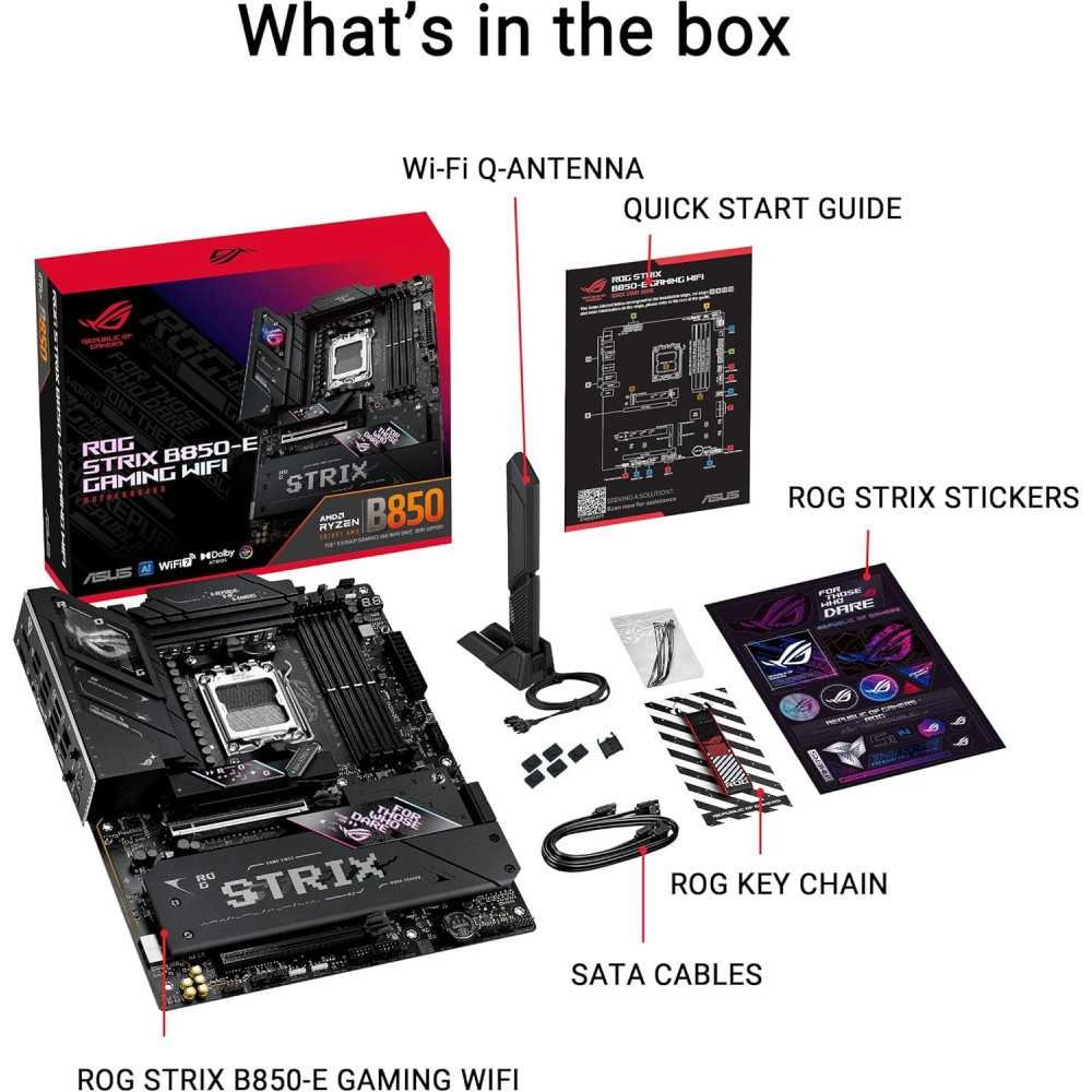 (AM5) ASUS ROG Strix B850-E Gaming WiFi Motherboard with DDR5, 5G LAN, and AI Enhancements | TekChoice Electronics