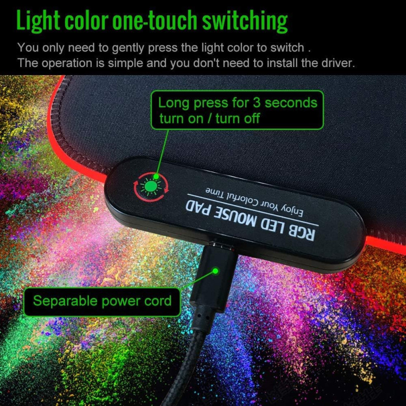 11 diverse RGB light up modes - Gaming Mouse Pad