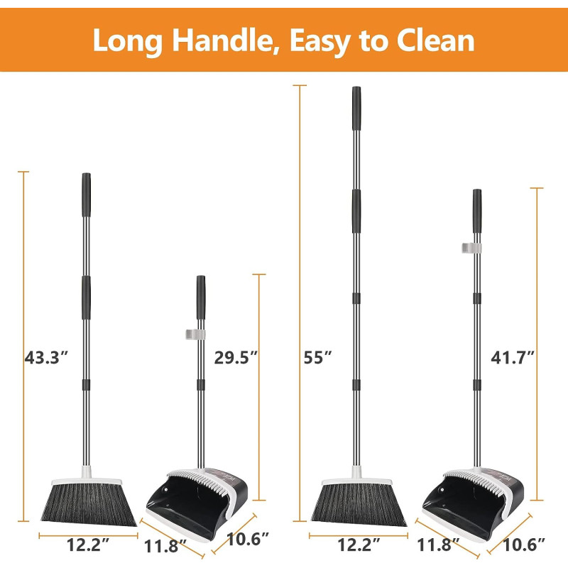 Long Handle Heavy Duty - Broom and Dustpan Set