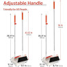 54in Long Handle Lightweight 180 Degree Rotating Broom w/ Upright Standing Dust Pan w/ Teeth Comb  - Broom and Dustpan Set
