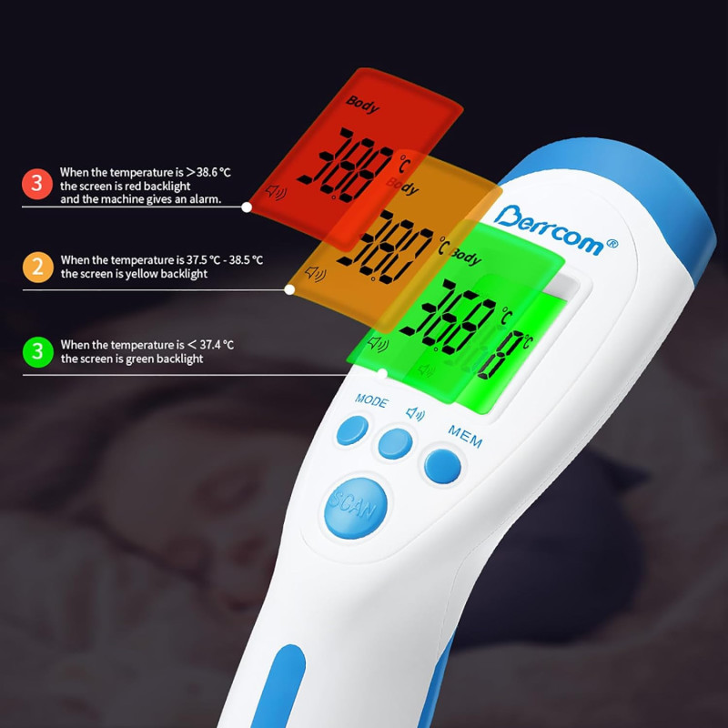 Berrcom Non-Contact Forehead Thermometer w/ Fever Alarm