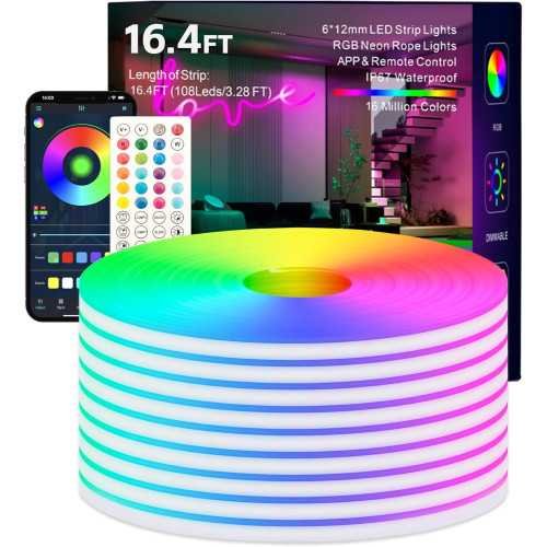 Smart RGB Neon Rope Lights for Endless Colorful Creations in Bedroom, Living Room, Gaming Area, and Party Decor | TekChoice Electronics