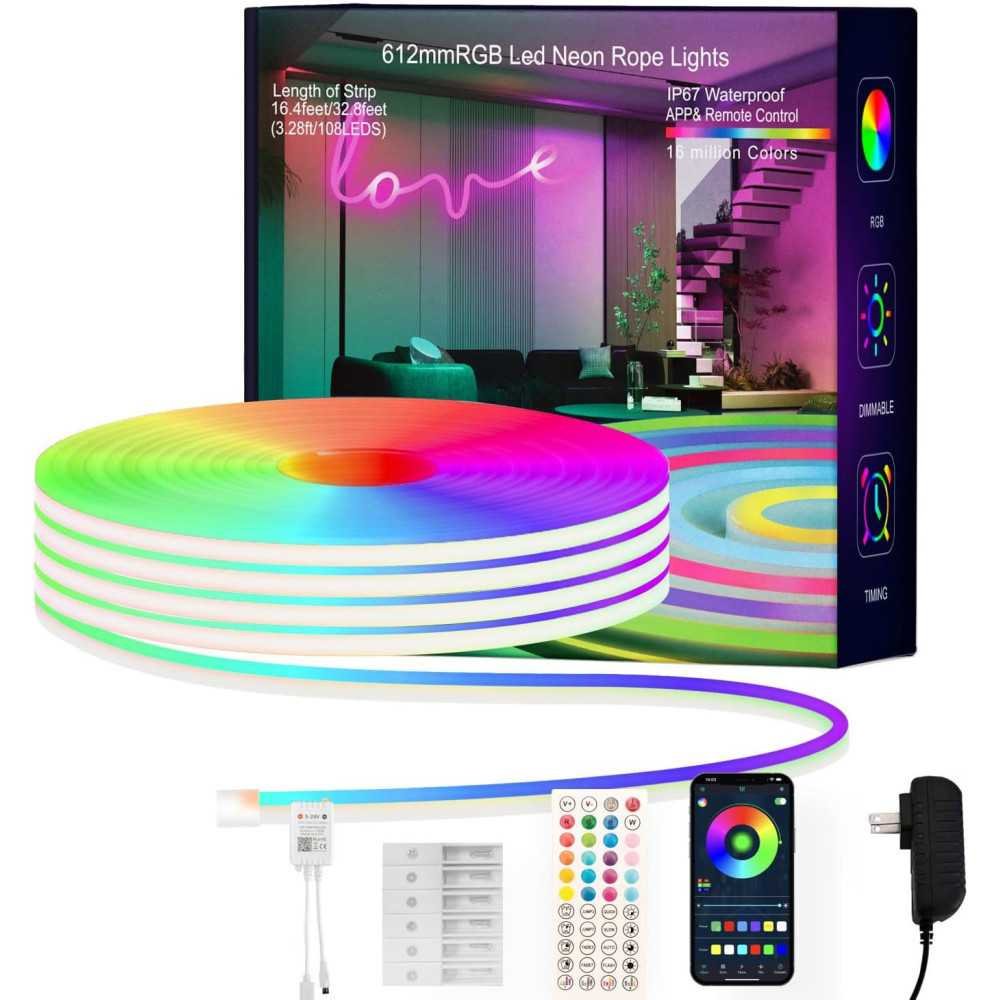 Smart RGB Neon Rope Lights for Endless Colorful Creations in Bedroom, Living Room, Gaming Area, and Party Decor | TekChoice Electronics