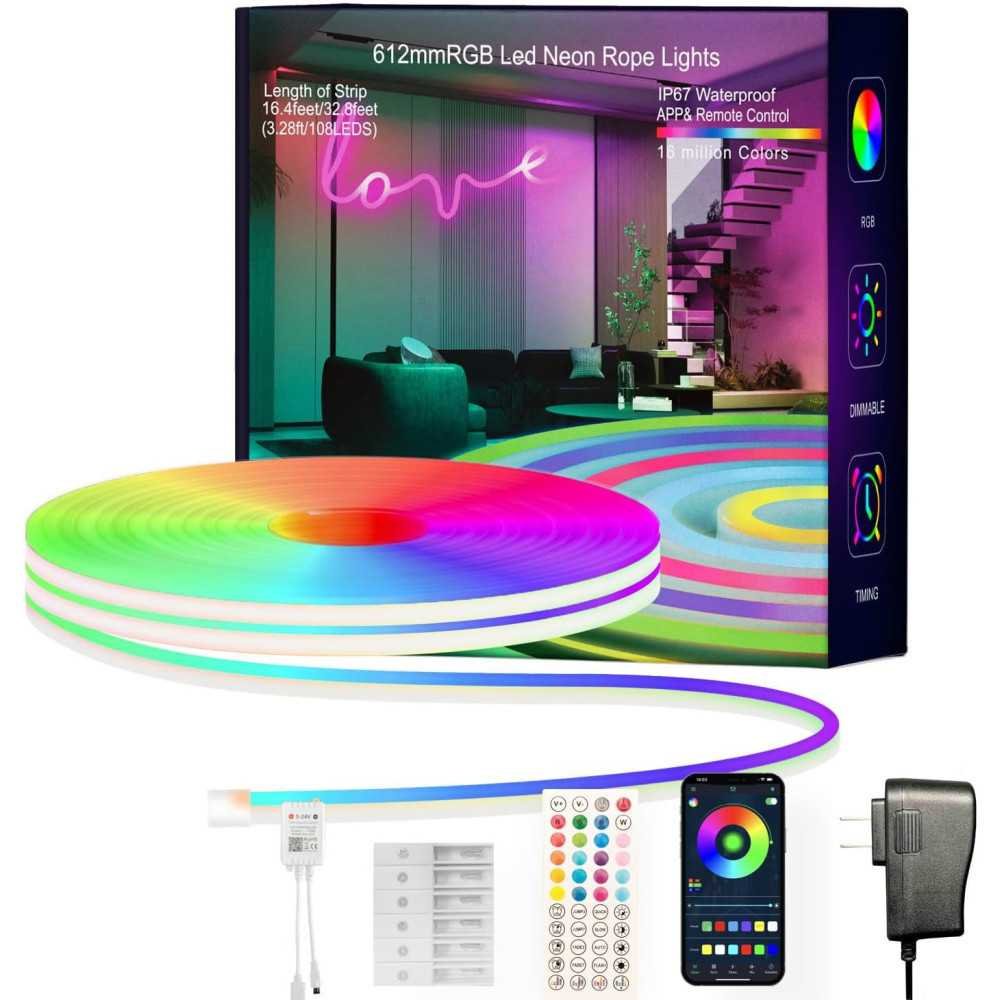 Smart RGB Neon Rope Lights for Endless Colorful Creations in Bedroom, Living Room, Gaming Area, and Party Decor | TekChoice Electronics